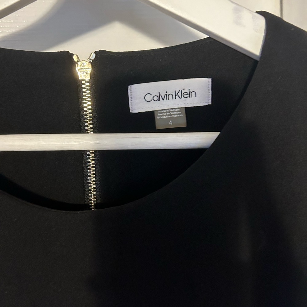 Calvin Klein Black Midi Dress with White Accents - Picture 3 of 4